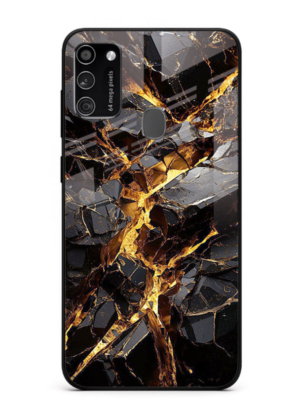 Blush Marble Waves Samsung M30s glass back cover with flowing blush marble texture