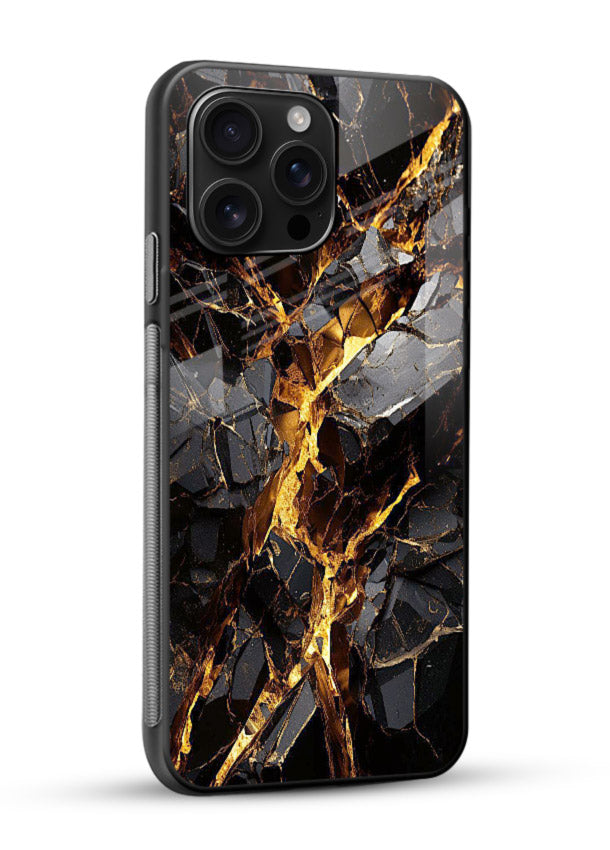 Blush Marble Waves glossy vibrant premium glass back cover with flowing blush marble texture - Angle Side
