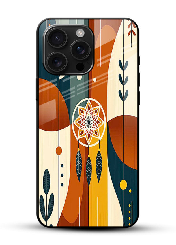 Boho Dreamcatcher Art boho dreamcatcher pattern glossy vibrant premium glass back cover - Angle Front