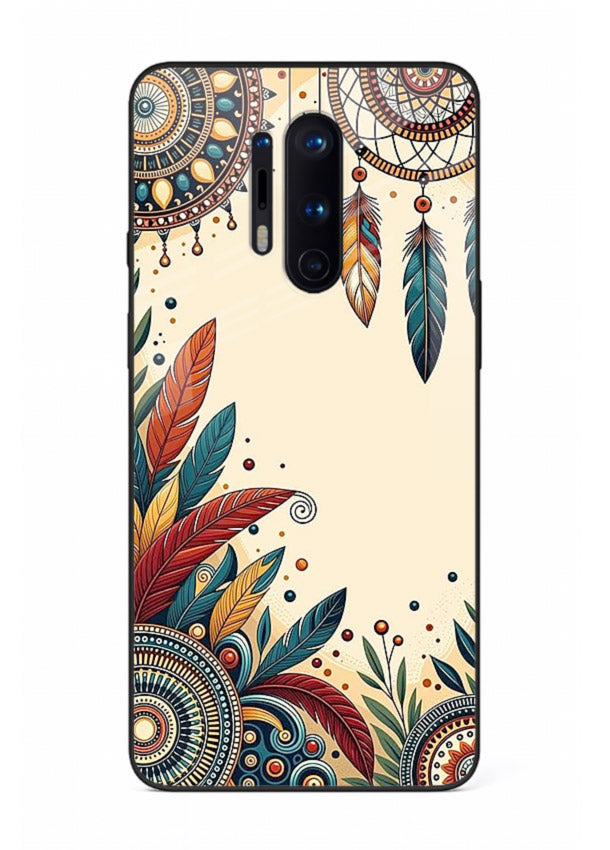 Boho dreamcatcher floral artwork on OnePlus 8 Pro glass back cover with airy botanical details.