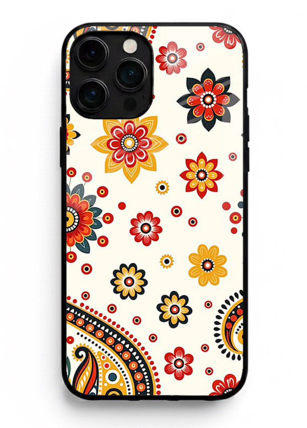 Boho Floral Mandala warm boho patterned iphone 15 pro max glass back cover