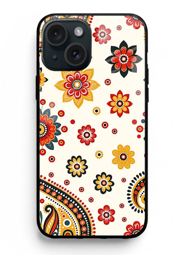Boho Floral Mandala warm boho patterned iphone 14 glass back cover