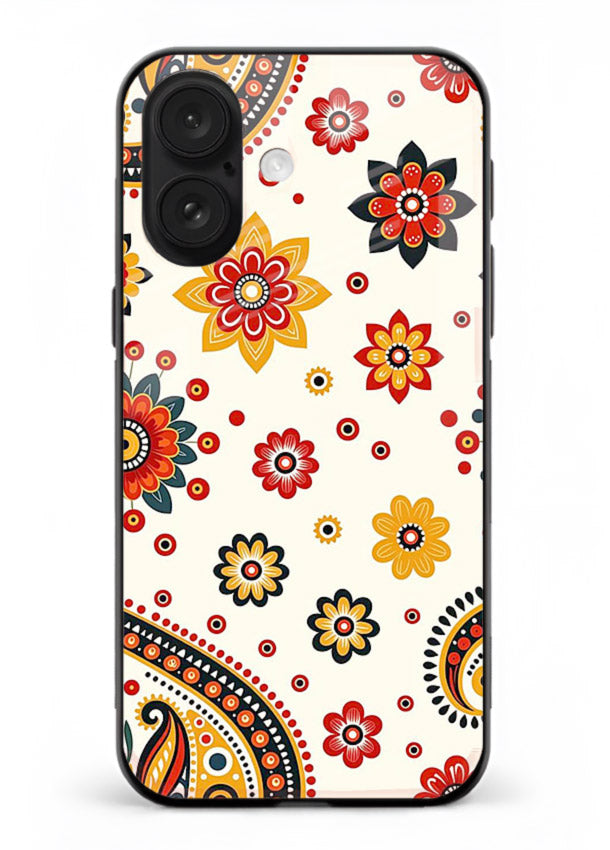 Boho Floral Mandala warm boho patterned iphone 18 glass back cover