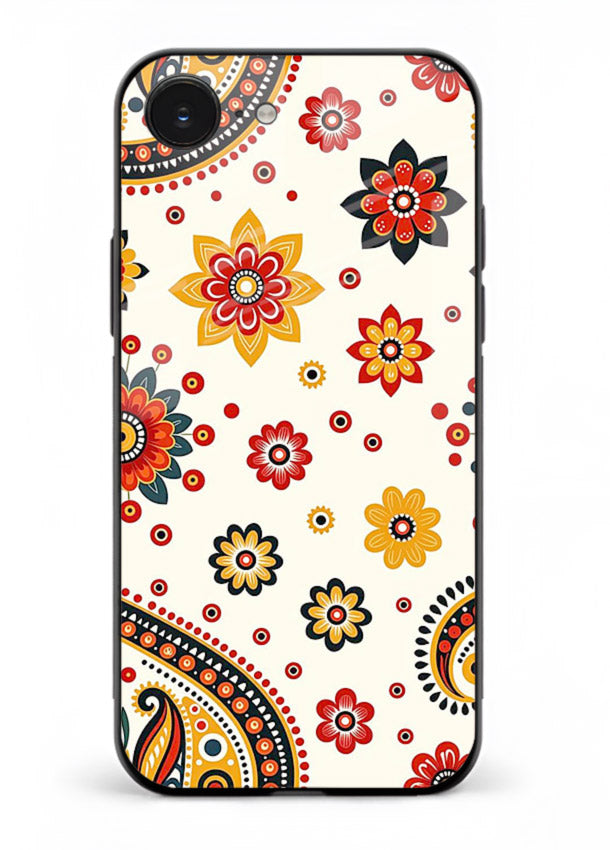 Boho Floral Mandala warm boho patterned iphone 16e glass back cover