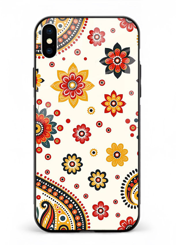 Boho Floral Mandala warm boho patterned iphone xs max glass back cover