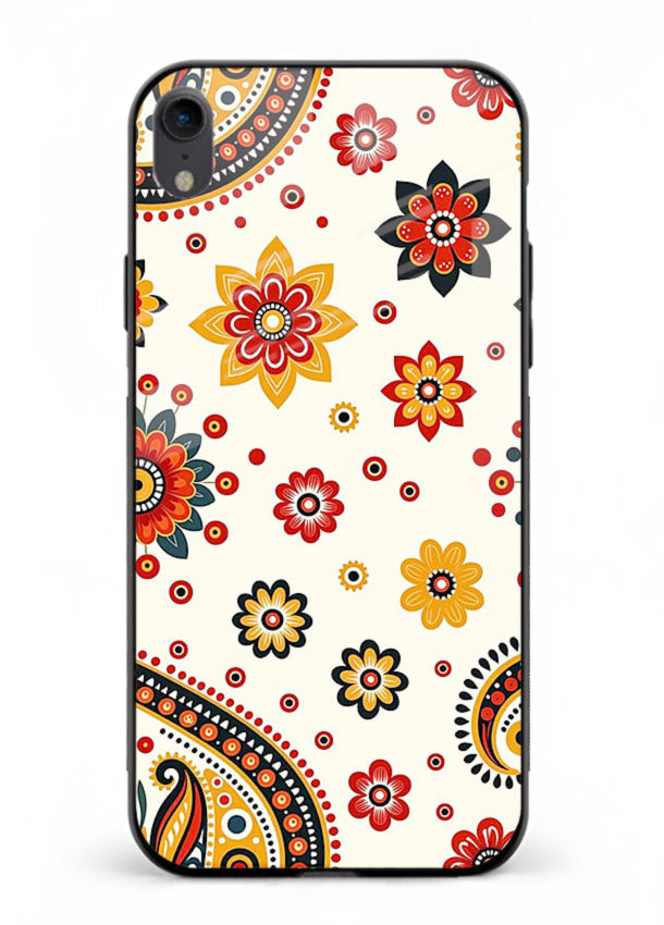 Boho Floral Mandala warm boho patterned iphone xr glass back cover