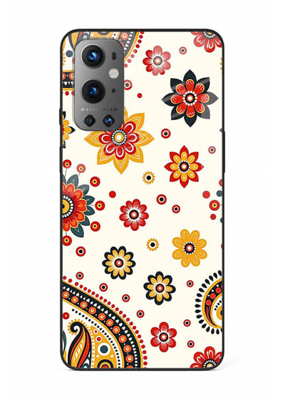 Boho Floral Mandala warm boho patterned OnePlus 9 glass back cover