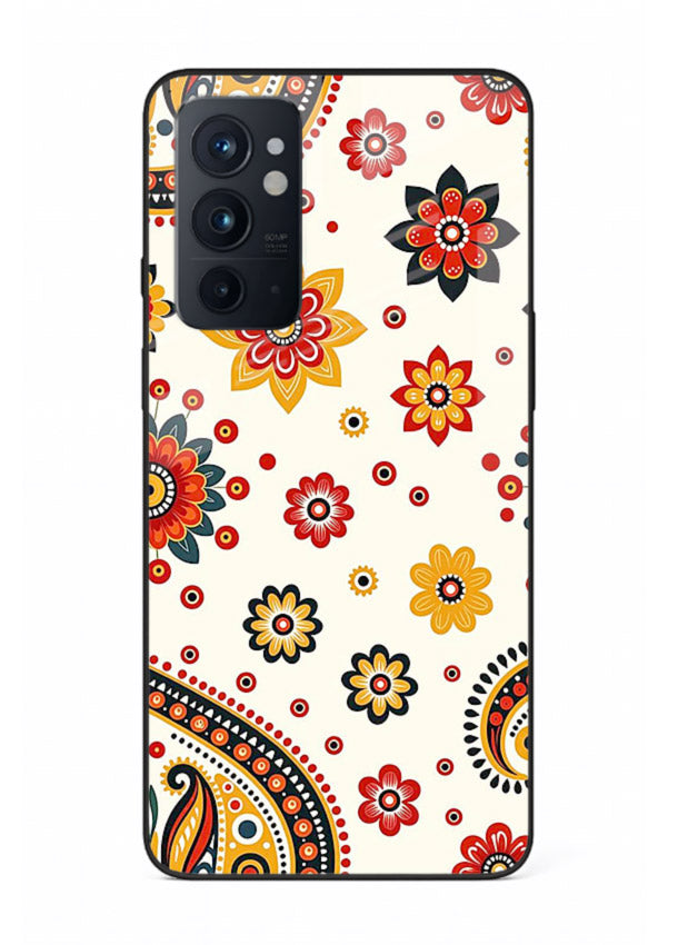Boho Floral Mandala warm boho patterned OnePlus 9RT glass back cover