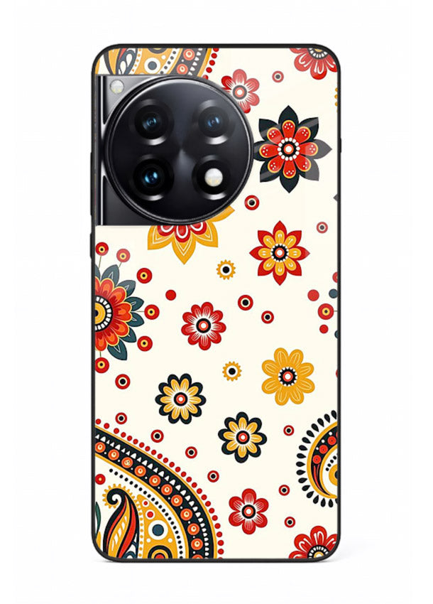 Boho Floral Mandala warm boho patterned OnePlus 12R glass back cover
