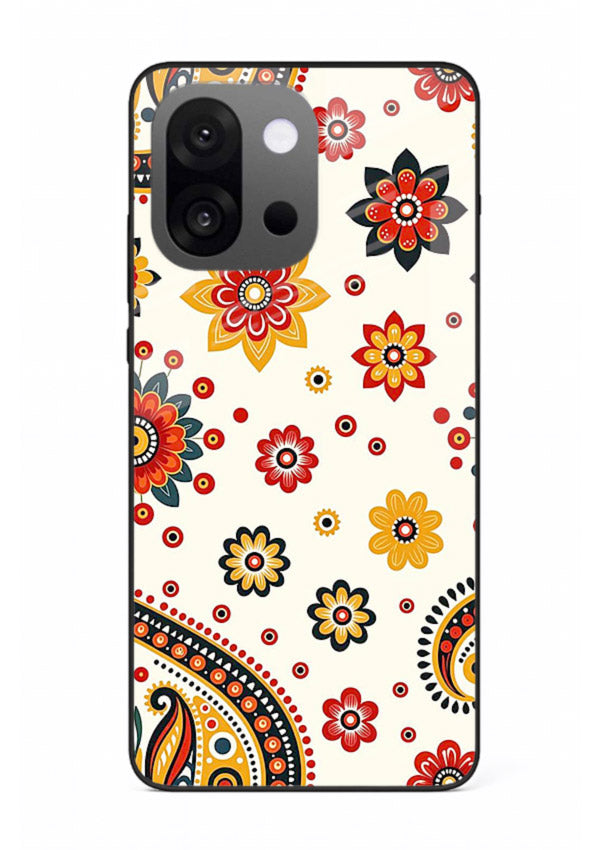 Boho Floral Mandala warm boho patterned OnePlus 13s glass back cover