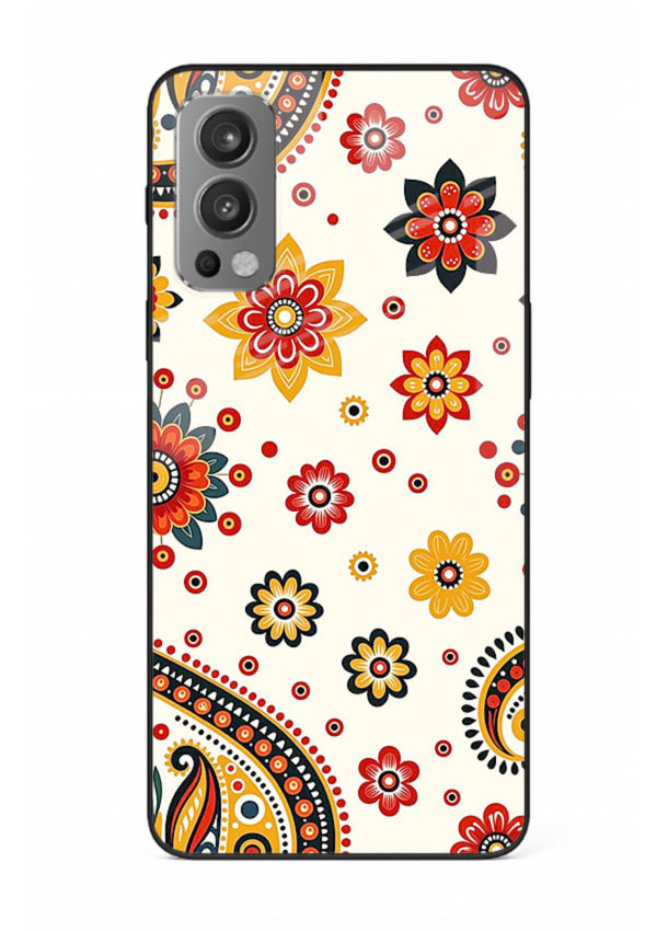 Boho Floral Mandala warm boho patterned OnePlus Nord 2 glass back cover