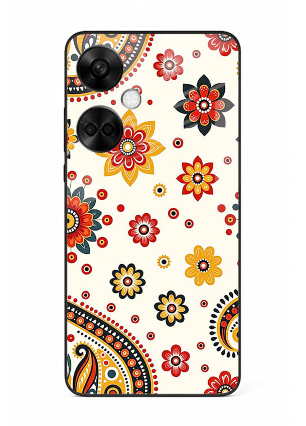 Boho Floral Mandala warm boho patterned OnePlus Nord CE3 glass back cover