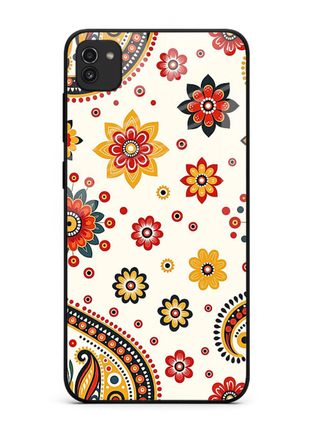 Boho Floral Mandala warm boho patterned Samsung A03 glass back cover