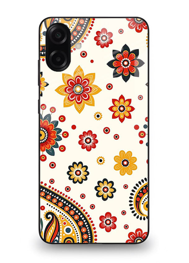 Boho Floral Mandala warm boho patterned Samsung A07 4G glass back cover