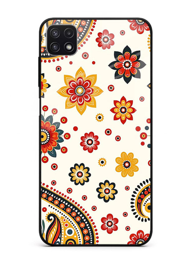 Boho Floral Mandala warm boho patterned Samsung A22 5G glass back cover