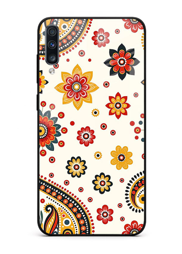 Boho Floral Mandala warm boho patterned Samsung A50 glass back cover