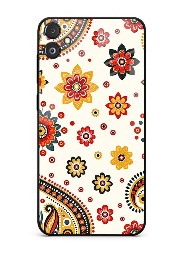 Boho Floral Mandala warm boho patterned Samsung F04 5G glass back cover