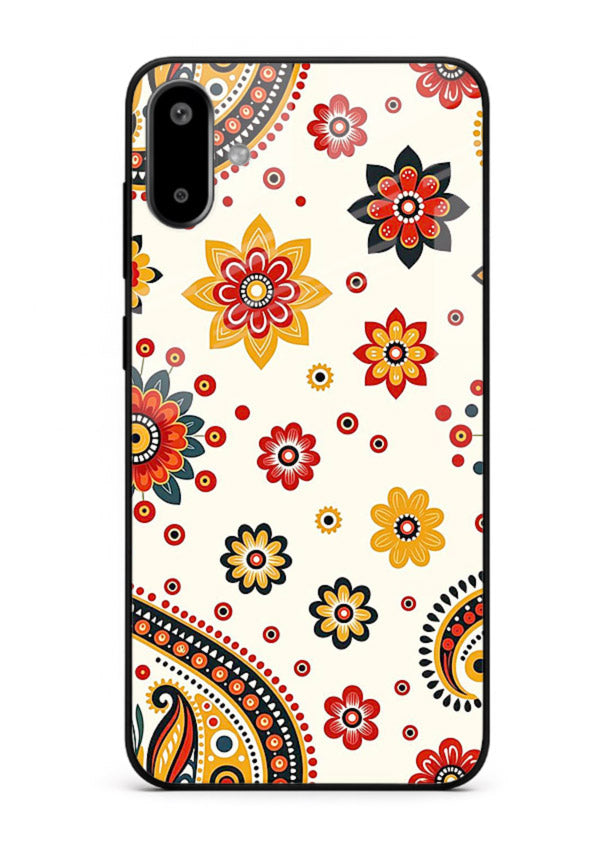 Boho Floral Mandala warm boho patterned Samsung F06 5G glass back cover