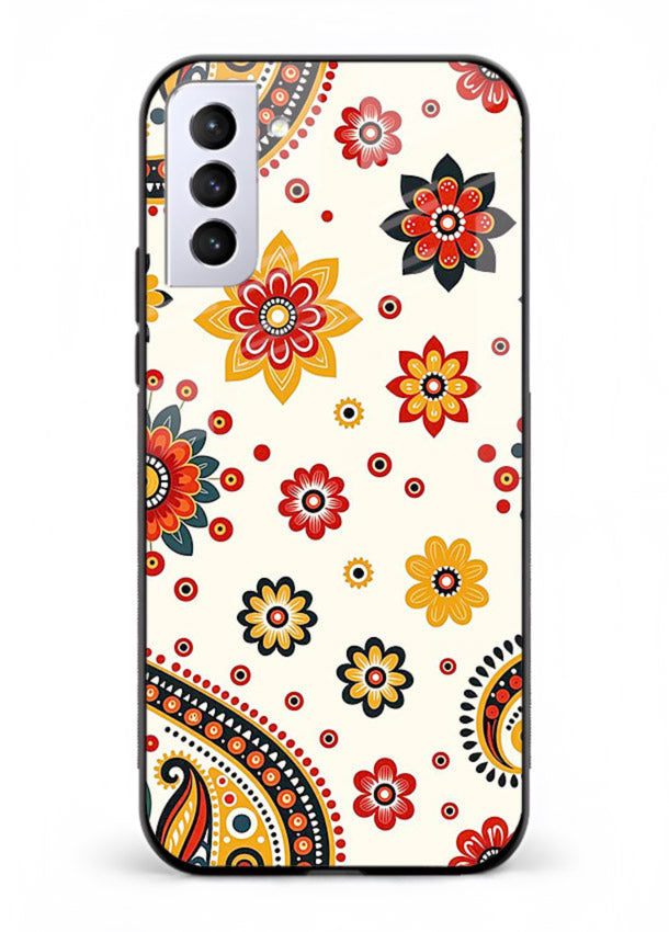 Boho Floral Mandala warm boho patterned Samsung S21 Plus glass back cover