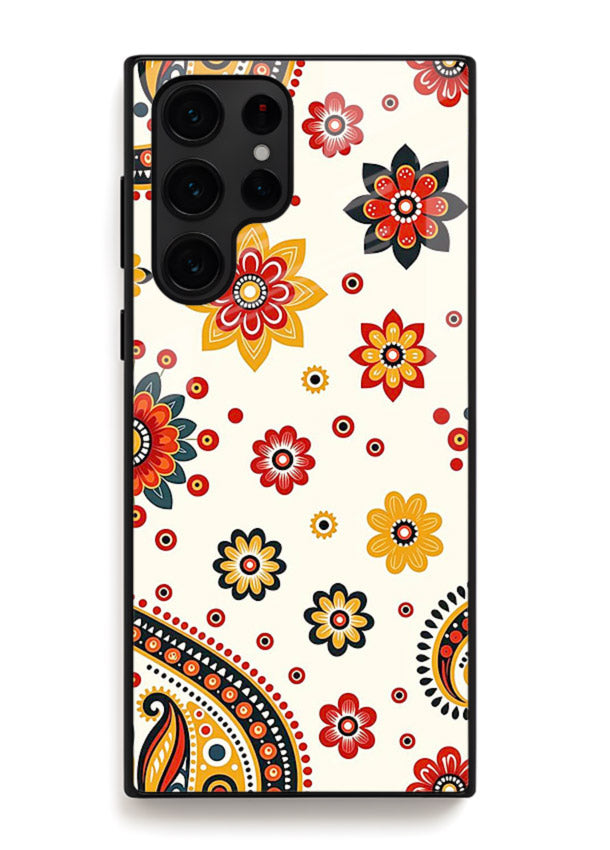 Boho Floral Mandala warm boho patterned Samsung S22 Ultra glass back cover