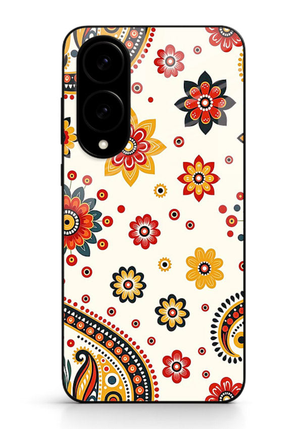 Boho Floral Mandala warm boho patterned Samsung S25 Edge glass back cover