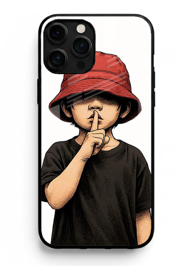 Boy With Bucket Hat aesthetic illustration iphone 15 pro max glass back cover