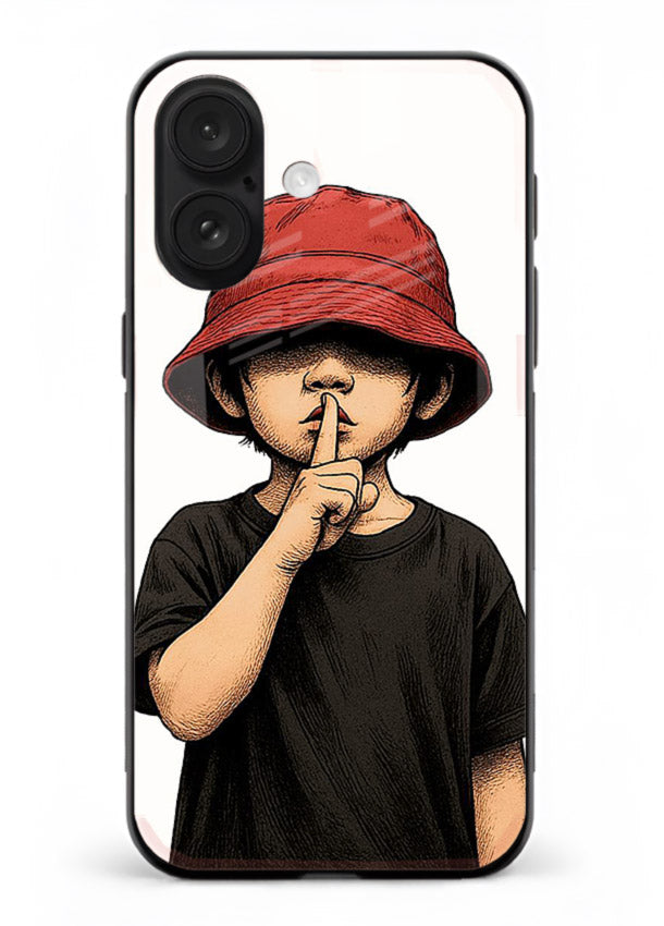 Boy With Bucket Hat aesthetic illustration iphone 17 glass back cover