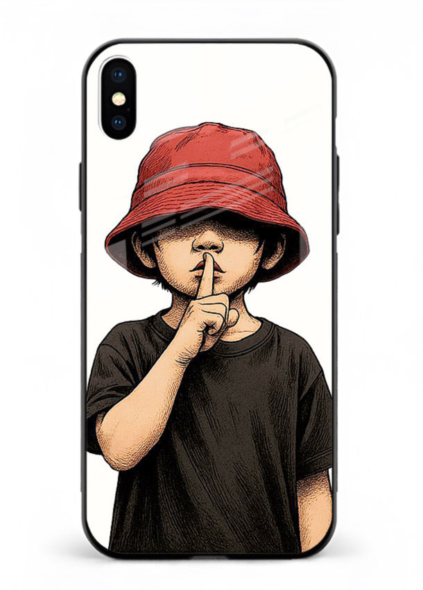 Boy With Bucket Hat aesthetic illustration iphone xs max glass back cover