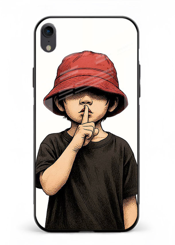 Boy With Bucket Hat aesthetic illustration iphone xr glass back cover