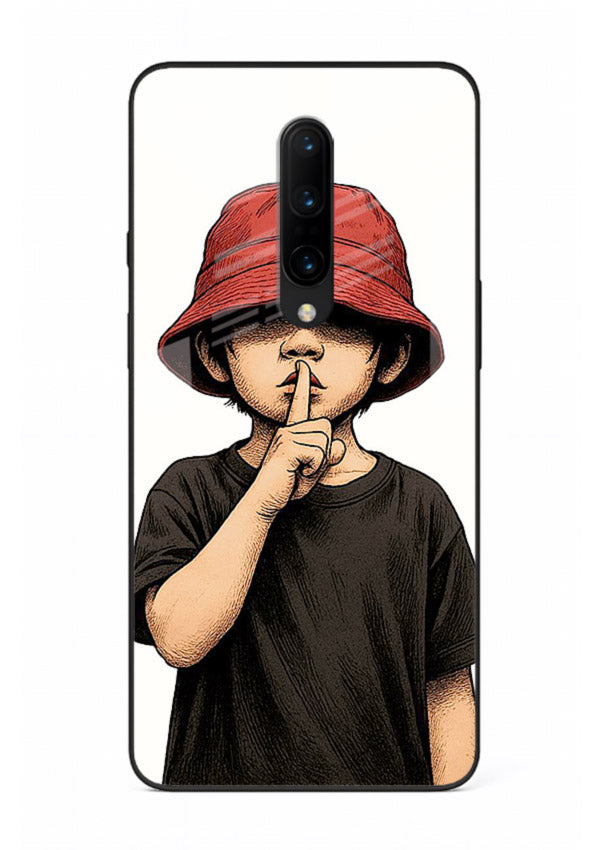Boy With Bucket Hat aesthetic illustration OnePlus 7T Pro glass back cover