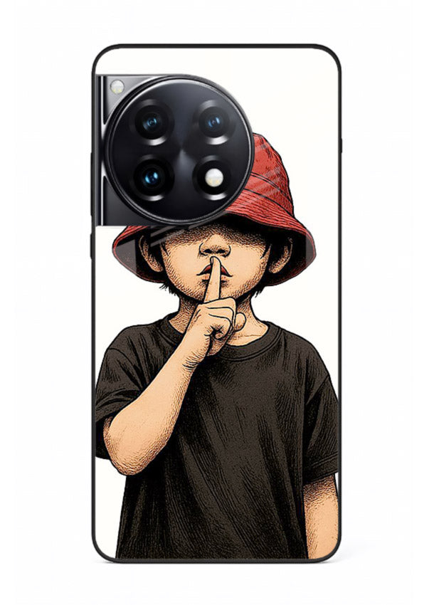 Boy With Bucket Hat aesthetic illustration OnePlus 12R glass back cover