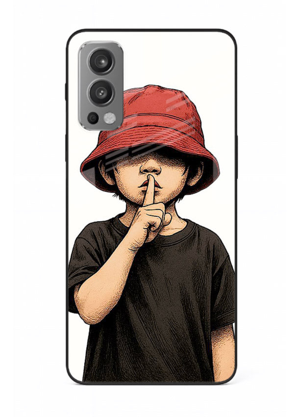 Boy With Bucket Hat aesthetic illustration OnePlus Nord 2 glass back cover
