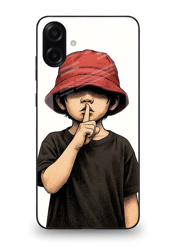 Boy With Bucket Hat aesthetic illustration Samsung A07 4G glass back cover