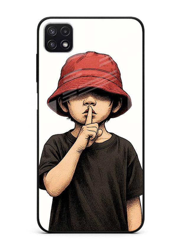 Boy With Bucket Hat aesthetic illustration Samsung F42 5G glass back cover