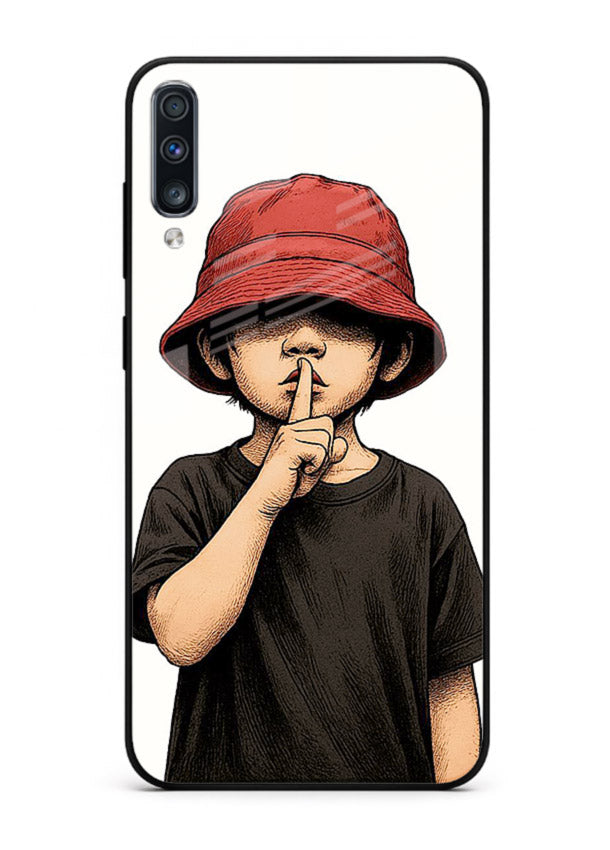 Boy With Bucket Hat aesthetic illustration Samsung A50 glass back cover