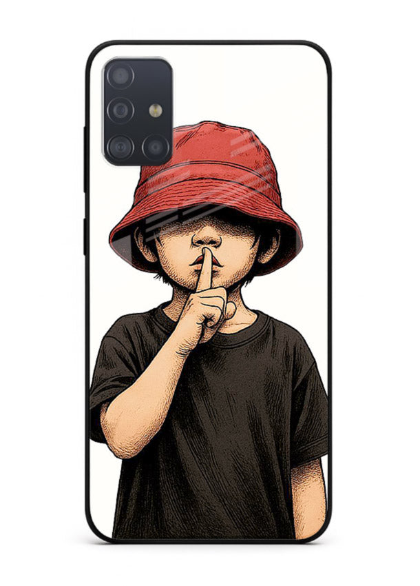 Boy With Bucket Hat aesthetic illustration Samsung A71 glass back cover