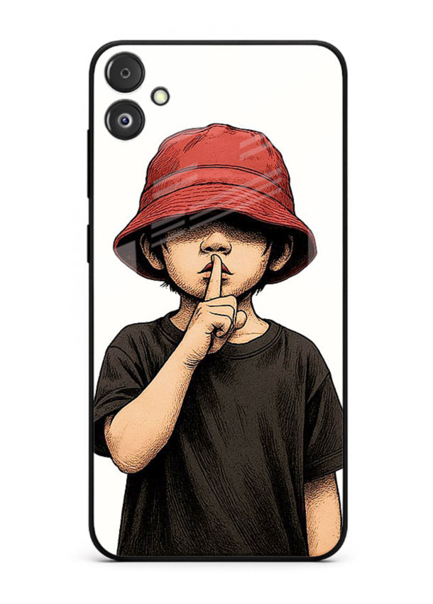 Boy With Bucket Hat aesthetic illustration Samsung F04 5G glass back cover