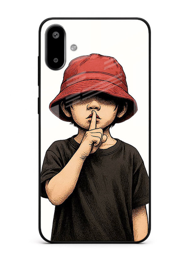 Boy With Bucket Hat aesthetic illustration Samsung F06 5G glass back cover