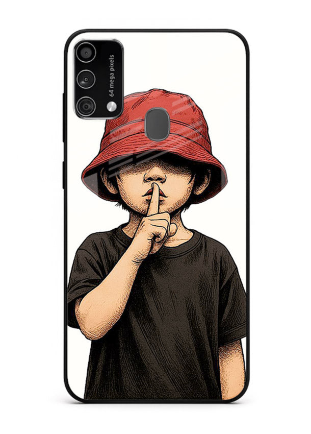 Boy With Bucket Hat aesthetic illustration Samsung F41 glass back cover