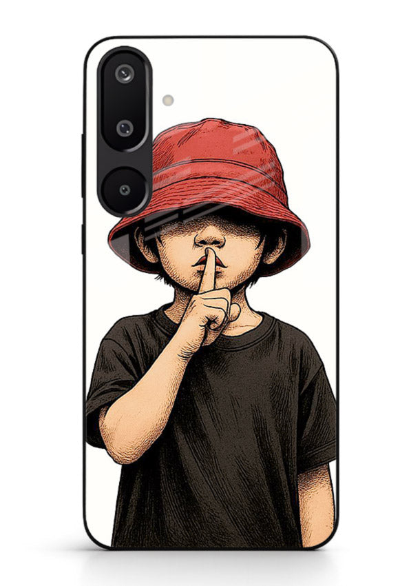 Boy With Bucket Hat aesthetic illustration Samsung M16 5G glass back cover