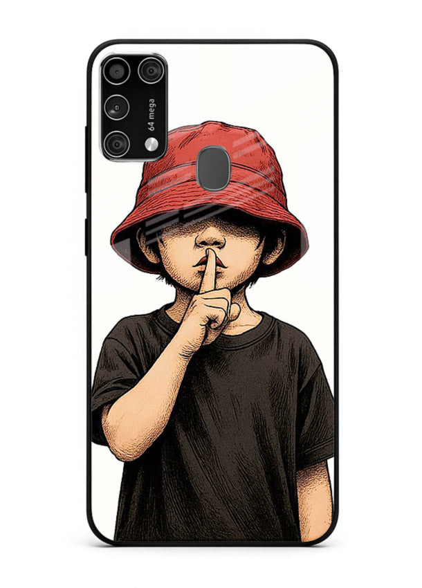 Boy With Bucket Hat aesthetic illustration Samsung M31 Prime glass back cover