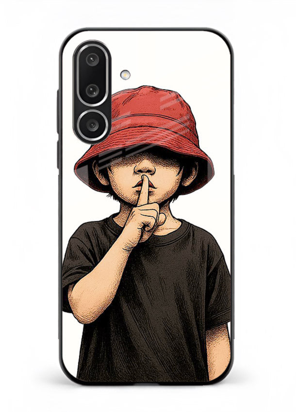 Boy With Bucket Hat aesthetic illustration Samsung M56 5G glass back cover