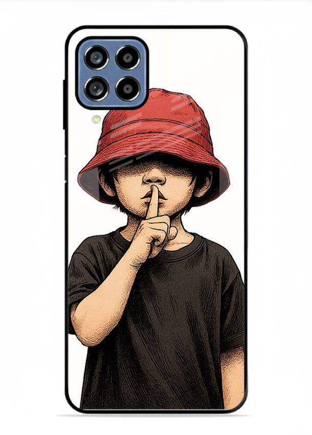 Boy With Bucket Hat aesthetic illustration Samsung F12 5G glass back cover