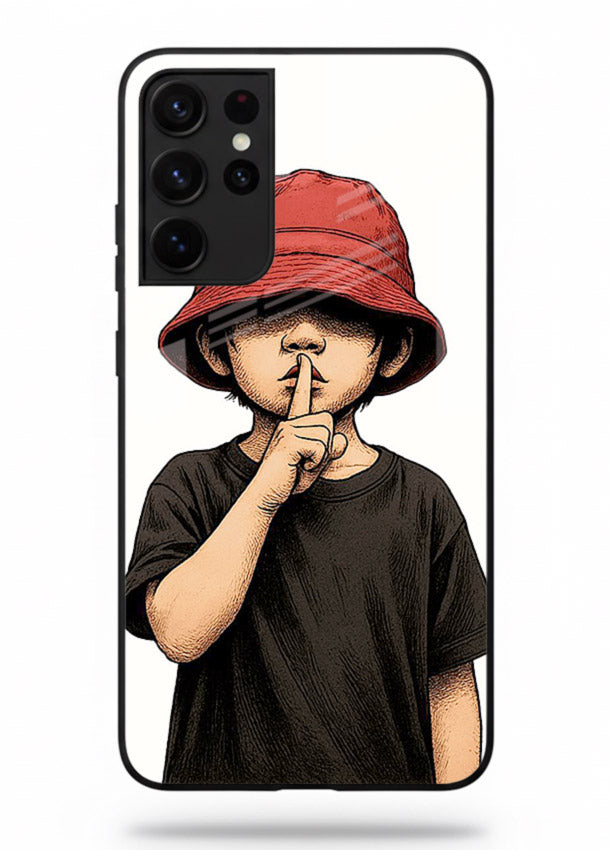 Boy With Bucket Hat aesthetic illustration Samsung S21 Ultra glass back cover