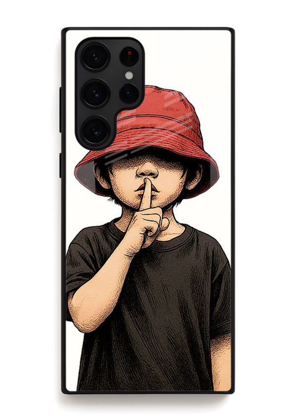 Boy With Bucket Hat aesthetic illustration Samsung S24 Ultra glass back cover