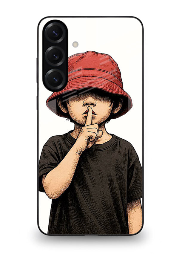 Boy With Bucket Hat aesthetic illustration Samsung A56 5G glass back cover