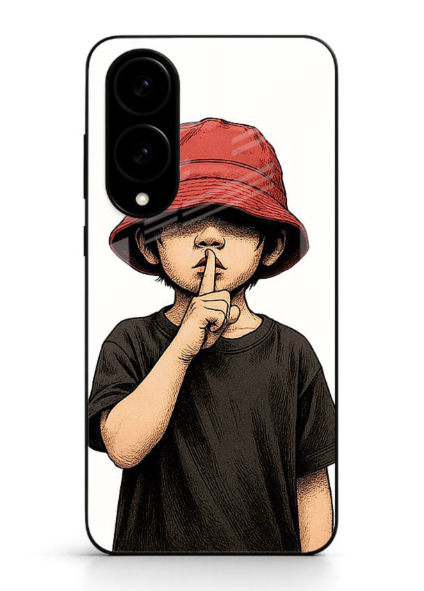 Boy With Bucket Hat aesthetic illustration Samsung S25 Edge glass back cover