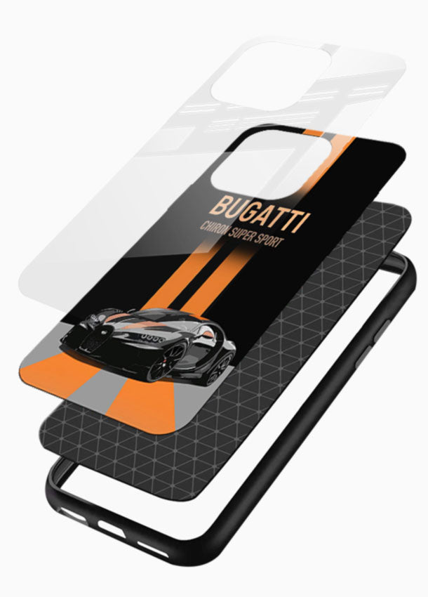 Bugatti hypercar with dual racing stripes in bold luxury design layout - 3