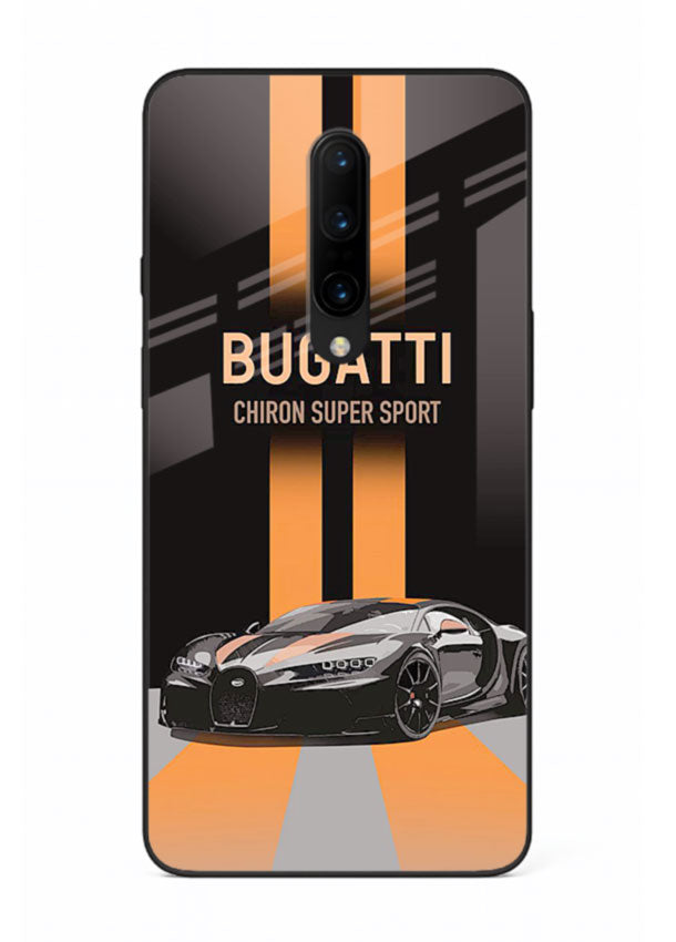 Bugatti hypercar with dual racing stripes in bold luxury design layout for OnePlus 8
