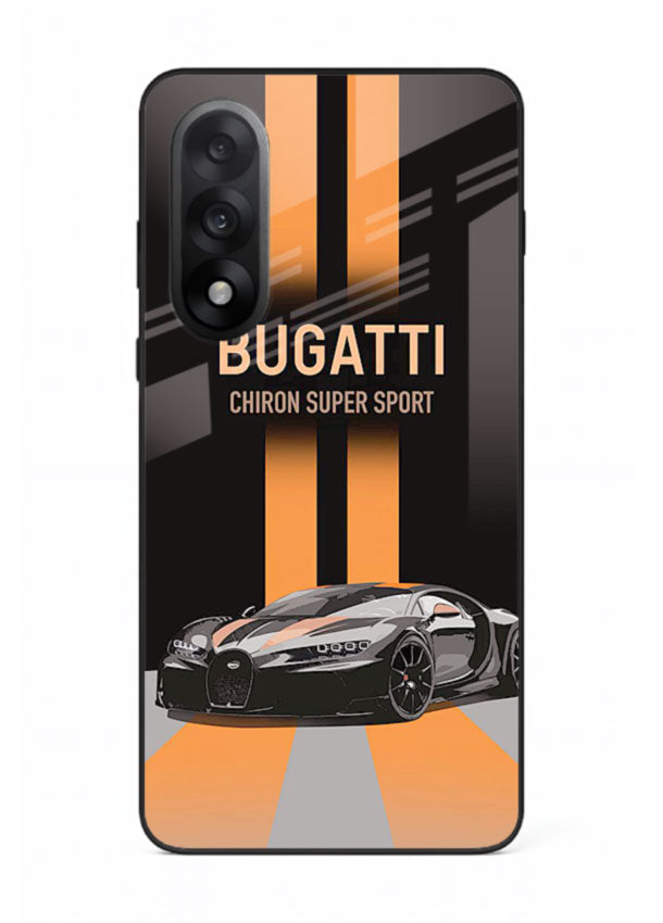 Bugatti hypercar with dual racing stripes in bold luxury design layout for OnePlus Nord 5